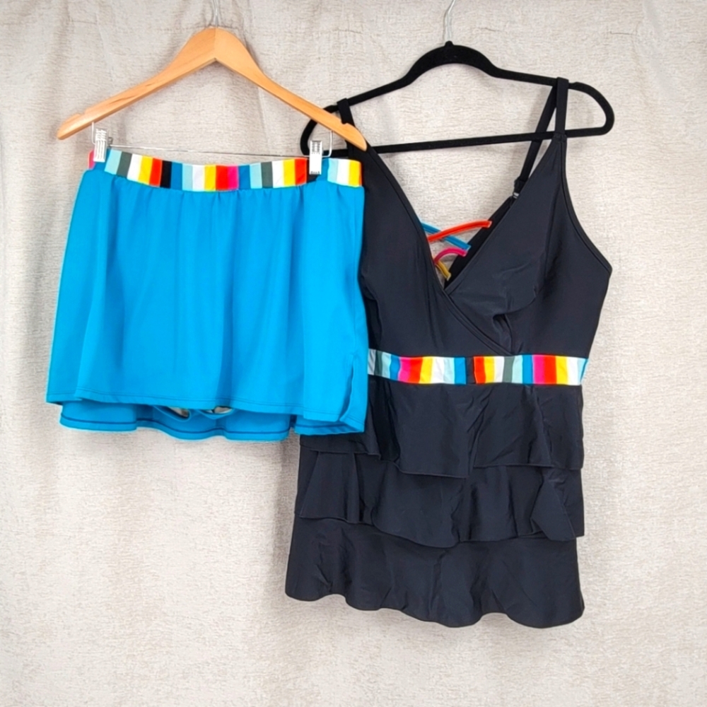 Cacique Rainbow Striped Swimsuit